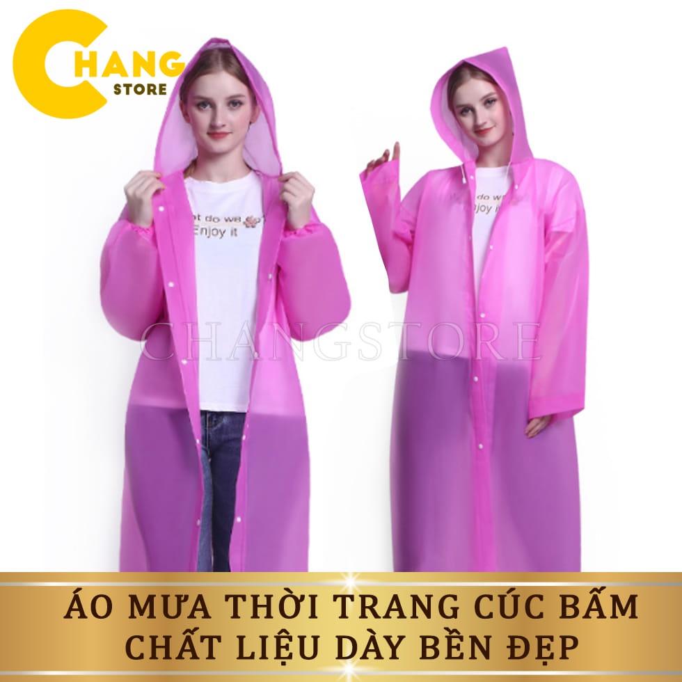 Áo Mưa Cúc Bấm, Áo Mưa Măng Tô Trong Suốt Nhiều Màu Chống Thấm Thời Trang Hàn Quốc