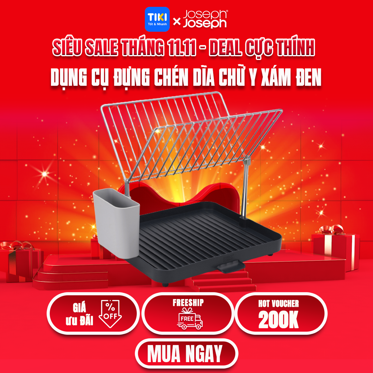 -Voucher lên đến 120K-Dụng cụ đựng chén dĩa Joseph Joseph Xám-JJ850840, giúp tiết kiệm không gian bếp và làm không gian bếp của bạn trở nên gọn gàng và ngăn nắp hơn rất nhiều