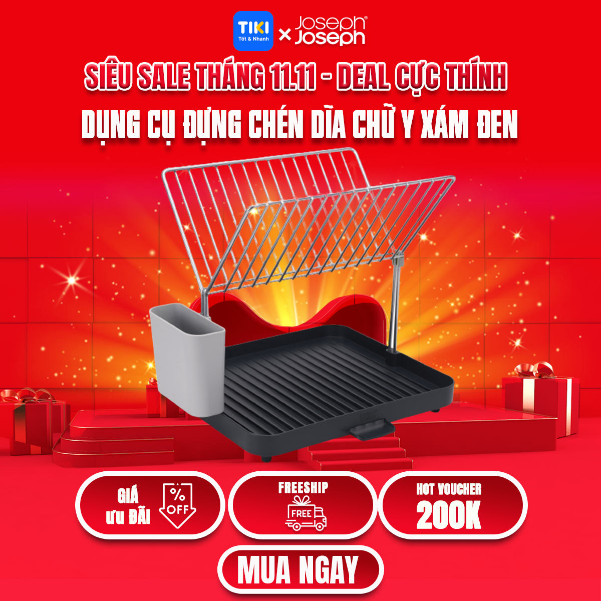 [FREESHIP MAX]-Voucher lên đến 120K-Dụng cụ đựng chén dĩa Joseph Joseph Xám-JJ850840, giúp tiết kiệm không gian bếp và làm không gian bếp của bạn trở nên gọn gàng và ngăn nắp hơn rất nhiều