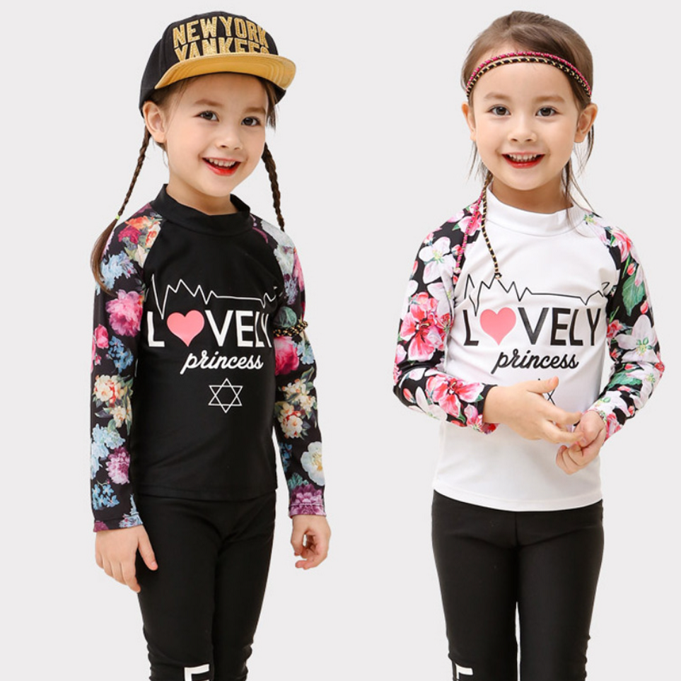 Đồ Bơi Bé Gái Tay Dài Quần Dài Họa Tiết Lovely Và Hoa Xinh BB038 MayHomes Long Sleeves And Long Pants Kid's Swimwear With UPF 50 Sun Protection