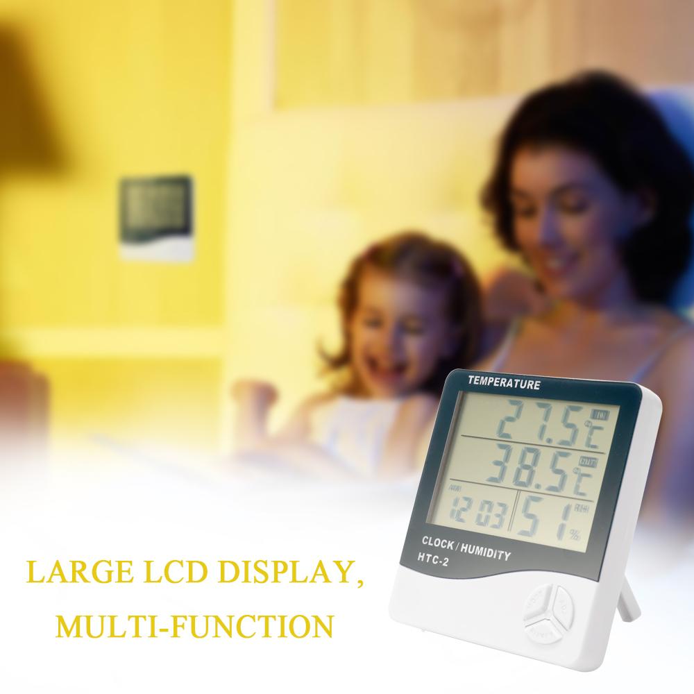 Indoor and Outdoor Large Screen Digital Display Temperature and Humidity Meter Time Calendar Alarm Temperature Meter and Hygrometer