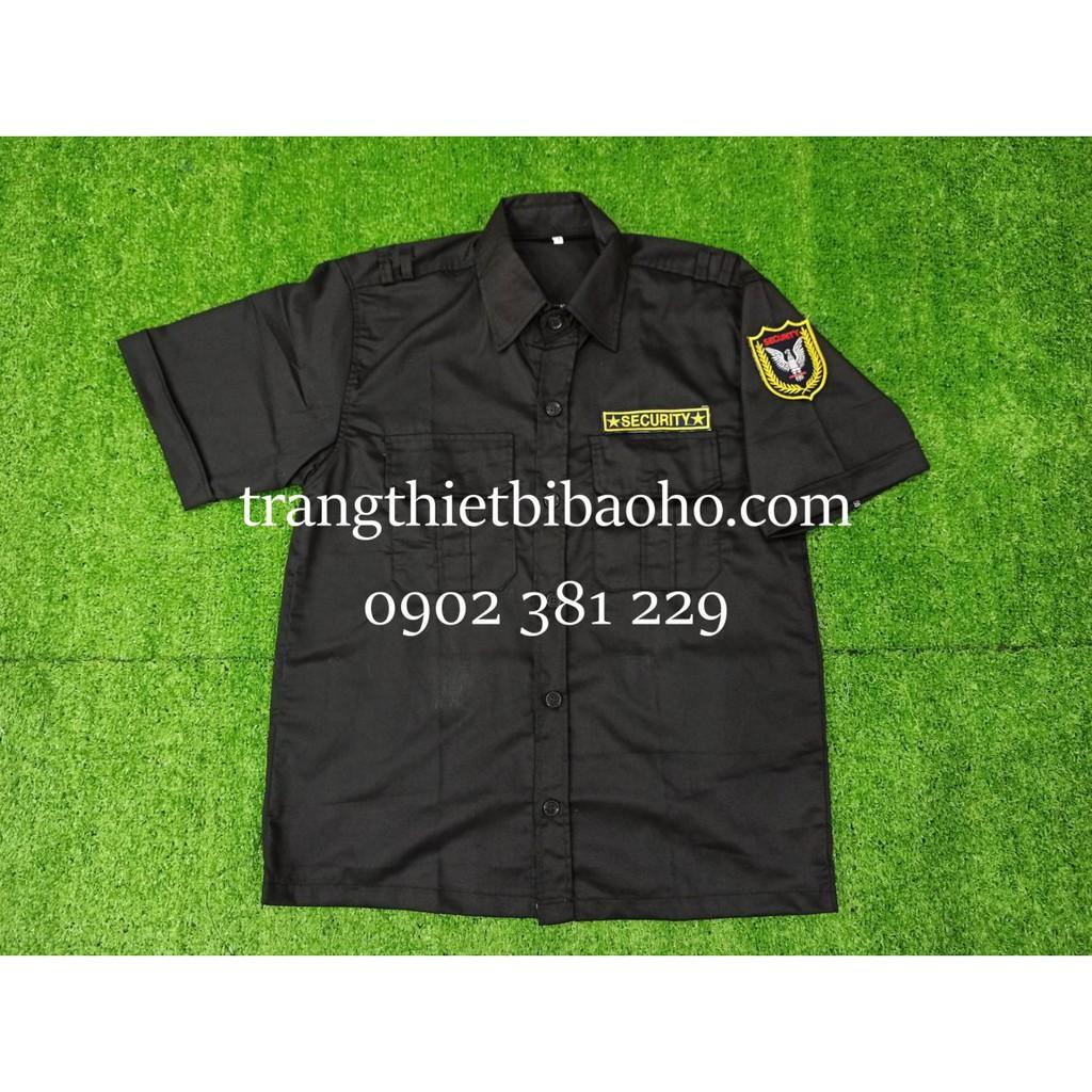 Áo đồng phục bảo vệ, vệ sĩ màu đen kèm logo tay và ngực