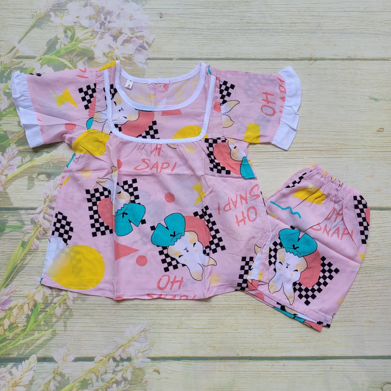 Đồ bộ tole lanh bé gái ngắn size 2
