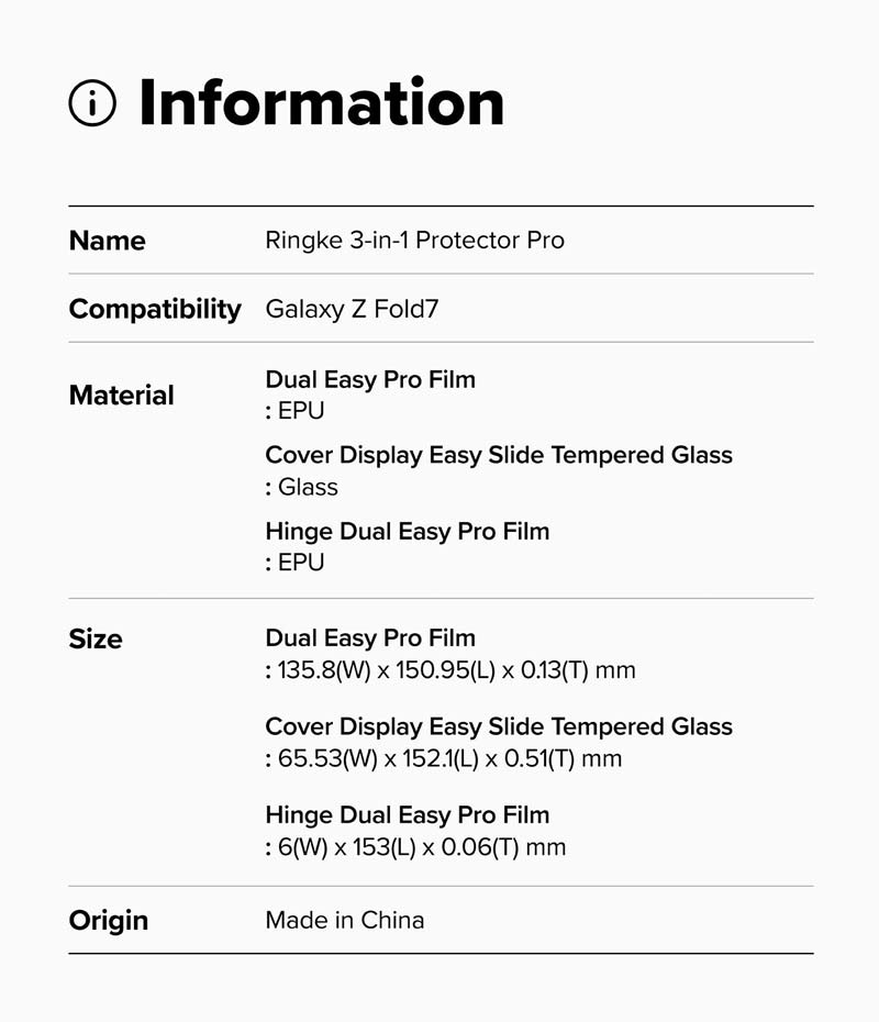 Bộ dán màn hình cho Samsung Galaxy Z Fold 7 RINGKE 3-in-1 Protector Pro - Hàng Chính Hãng