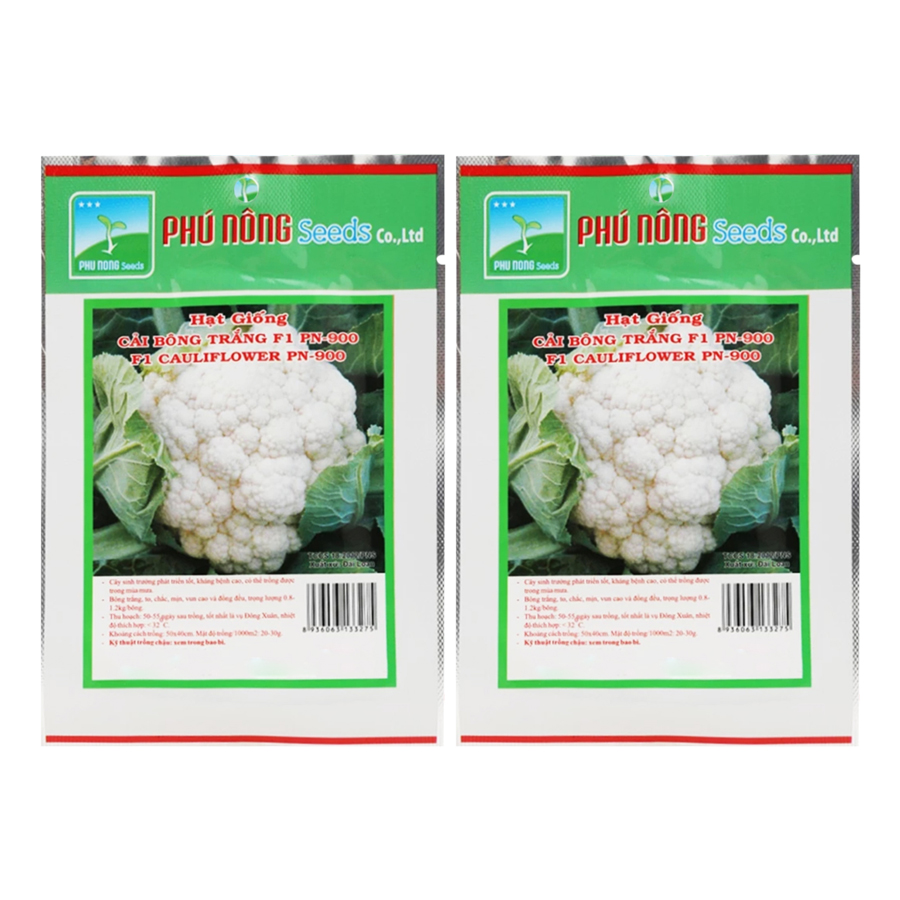 Bộ 2 Gói Hạt Giống Cải Bông Trắng F1 Phú Nông PN-900 (20g / Gói)