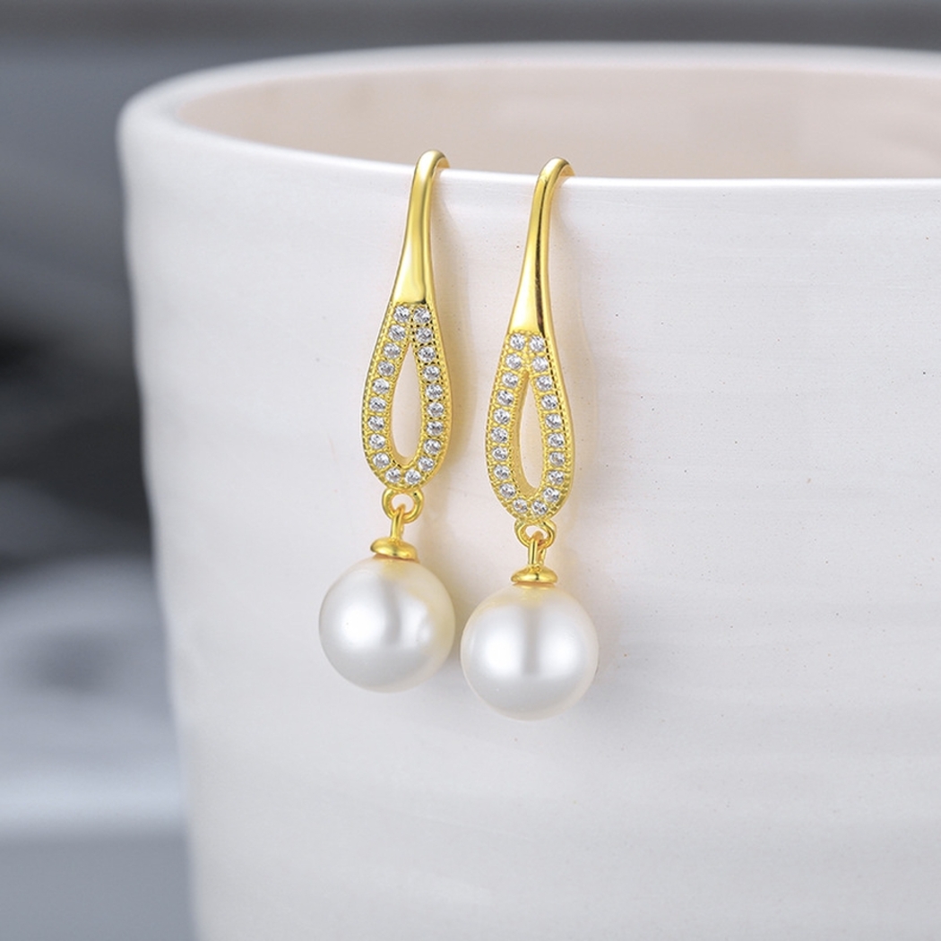Bông Tai Ngọc Trai Nước Ngọt Thiên Nhiên Cao Cấp - Hạc Trắng - Trang Sức Cô Tấm - FlamingoPearl - CTJ0209