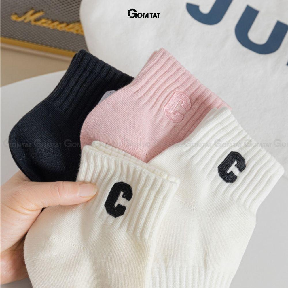 Tất nữ cổ ngắn cao cấp mẫu chữ C, vớ cổ thấp nữ chất liệu cotton mềm mại, thấm hút - NGANCHUC-UYE-7004-1DOI