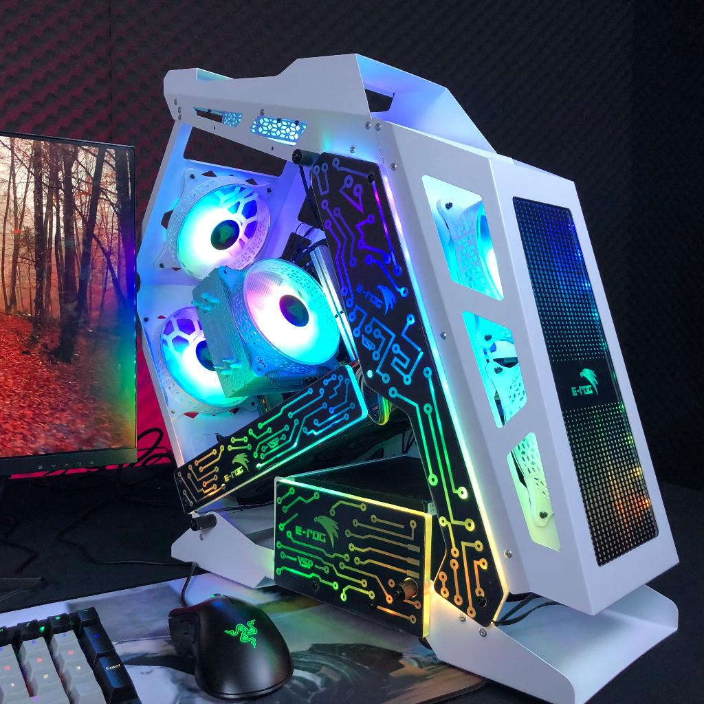 Case VSP Esport Rog ES8 thiết kế gaming màu trắng