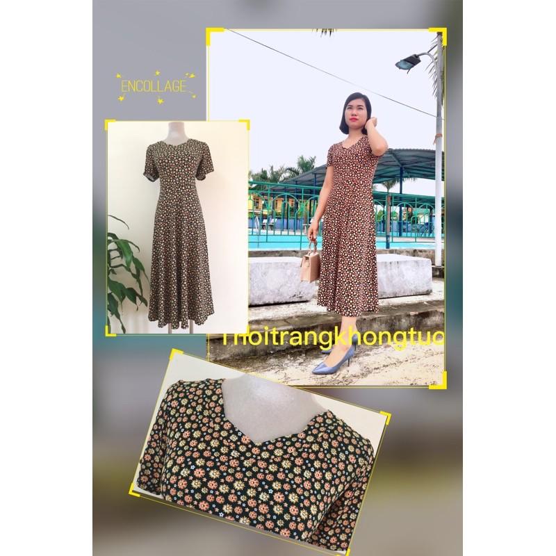 Đầm trung niên, đầm váy hoạ tiết hoa tôn dáng -LP86 vải thun lưới giãn 4 chiều mát mẻ cho mùa hè