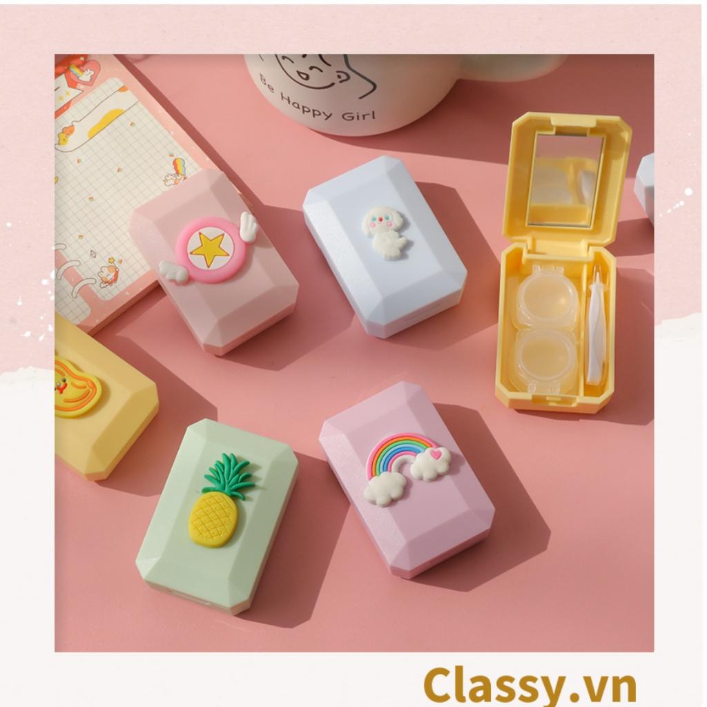 Hộp đựng 01 cặp kính áp tròng Classy , khay lens hình dễ thương, có gương soi PK658