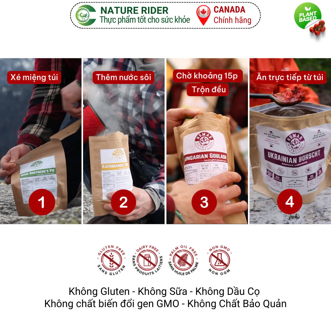 Combo 3 GÓI BỮA ĂN TIỆN LỢI thương hiệu NOMAD từ CANADA - Giải pháp bữa ăn nhanh healthy cho văn phòng, dã ngoại, eat clean