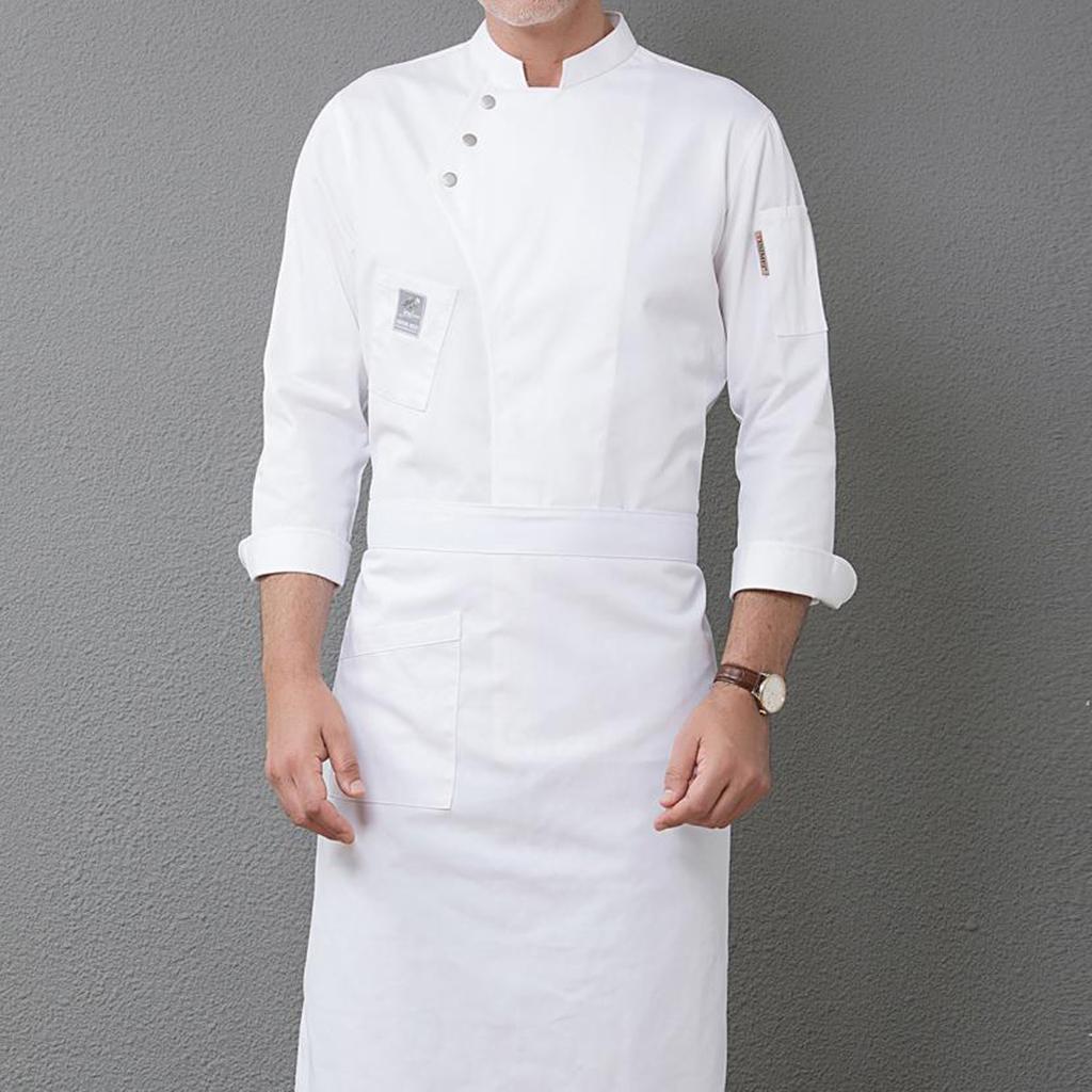Unisex Chef Jackets Coat Long Sleeves Shirt Kitchen Uniform Workwear