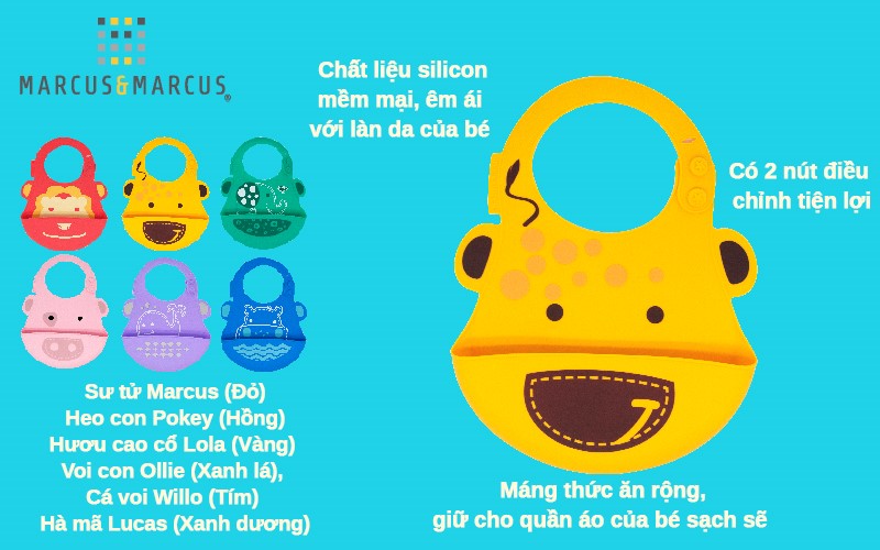 Yếm silicone ăn dặm cho bé Marcus & Marcus