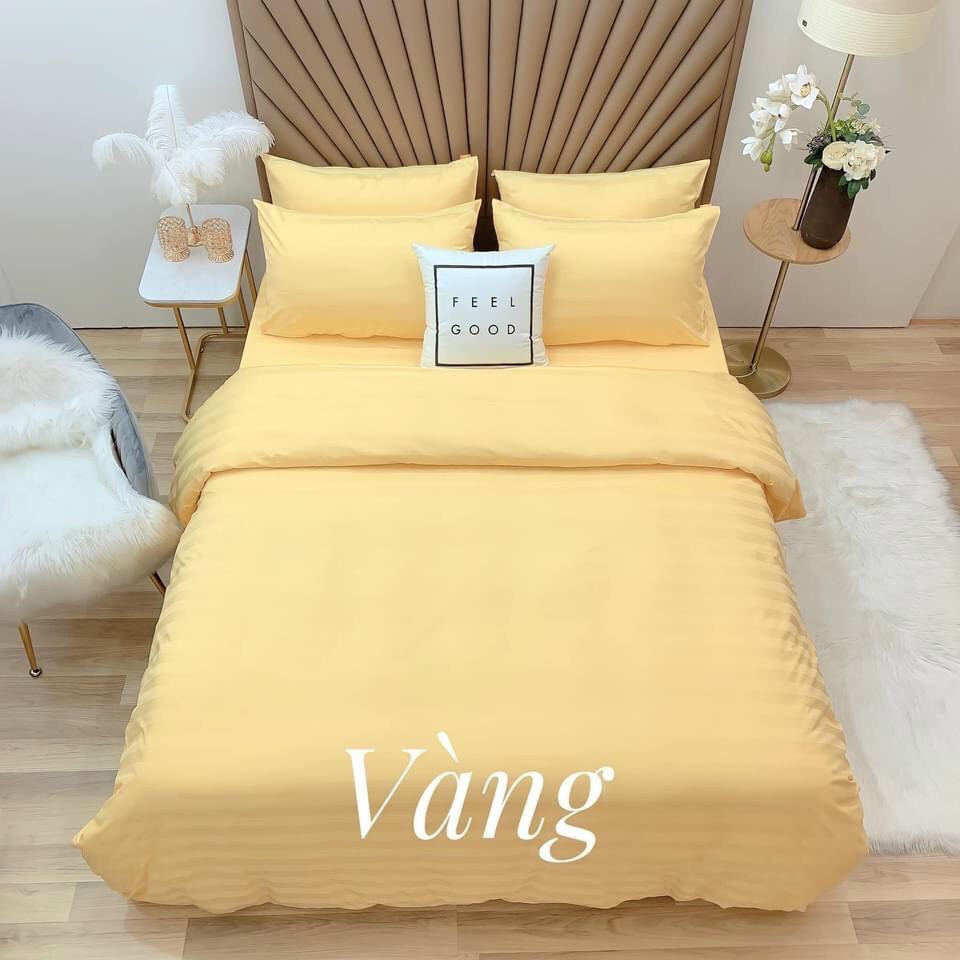 Bộ Chăn Ga Gối Cotton Họa Tiết Kẻ 3f Khách Sạn Cao Cấp Nhập Khẩu Nhiều Màu