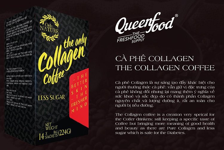 Cà Phê Collagen Queenfood (2 Hộp - 14 Túi Nhỏ/Hộp)