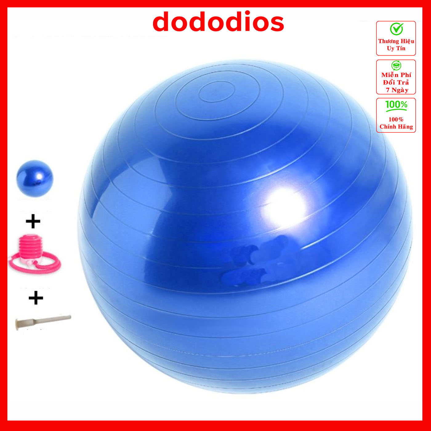 Hàng Cao Cấp - Chống Nổ Bóng Tập Yoga Cỡ Đại 65Cm, 75Cm - Bóng Tròn Yoga Cao Cấp - Hàng Chính Hãng Dododios - Xanh Dương - 75Cm