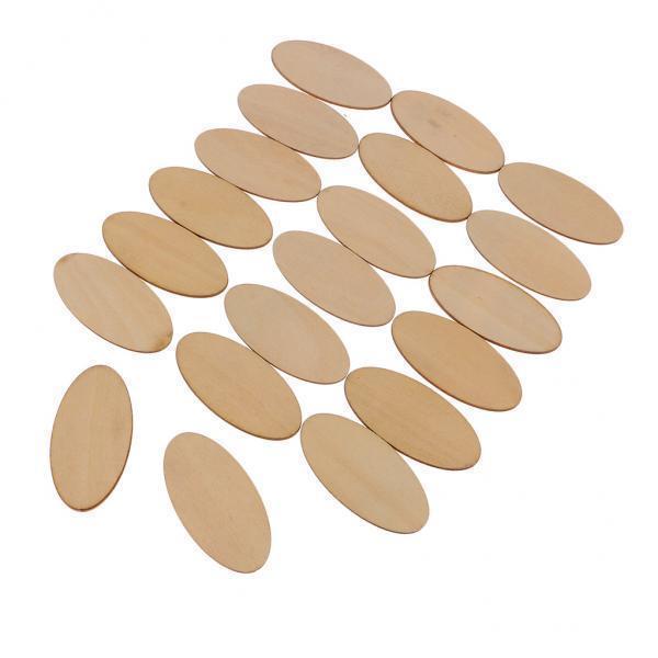 3-4pack Natural Wood Pieces - Unfinished Wooden Cutouts Disc 60 x 30 mm - 20 pcs