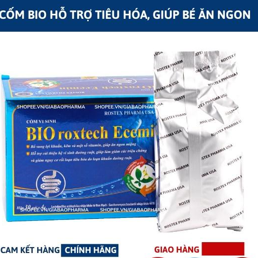 Cốm vi sinh Bio Roxtech Ecemin giúp bé ăn ngon, tiêu hóa tốt, giảm tiêu chảy, táo bón- Hộp 30 gói