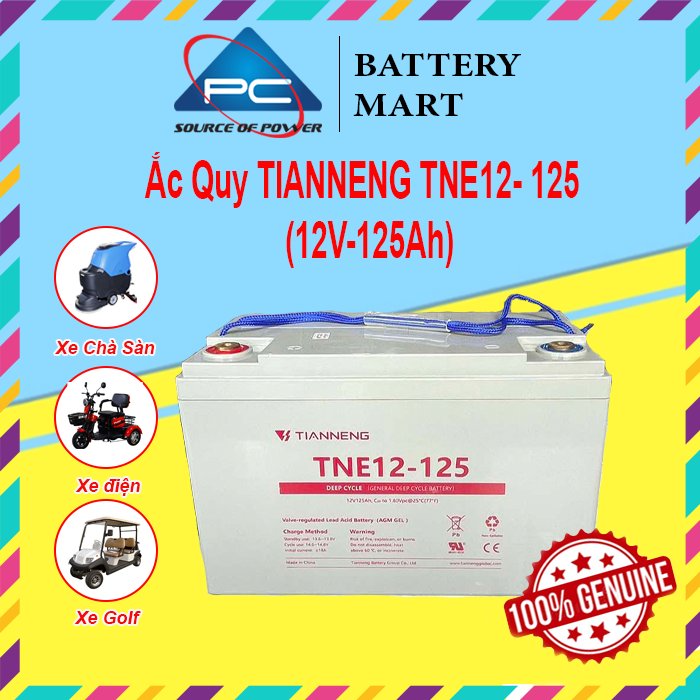 Ắc Quy Thiên Năng Tianneng TNE12-125 , ắc quy dùng cho xe điện, xe golf, xe chà sàn