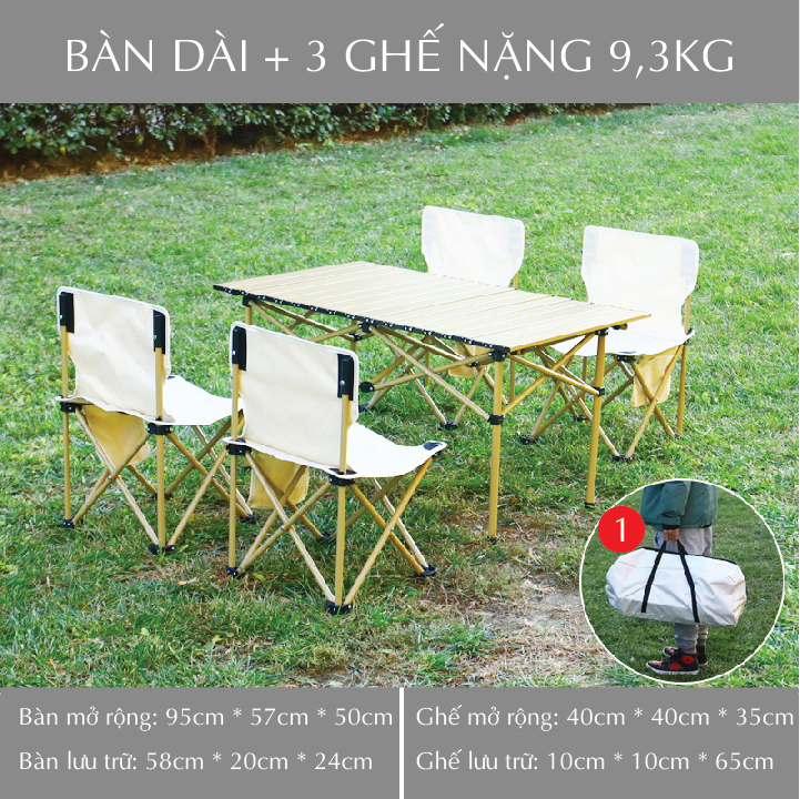 Bộ bàn ghế dã ngoại 6 ghế,cắm trại, du lịch, picnic, bàn xếp, ghế gấp gọn, mặt bàn 95x57cm, ghế xếp 40x40cm,kèm tùi đựng