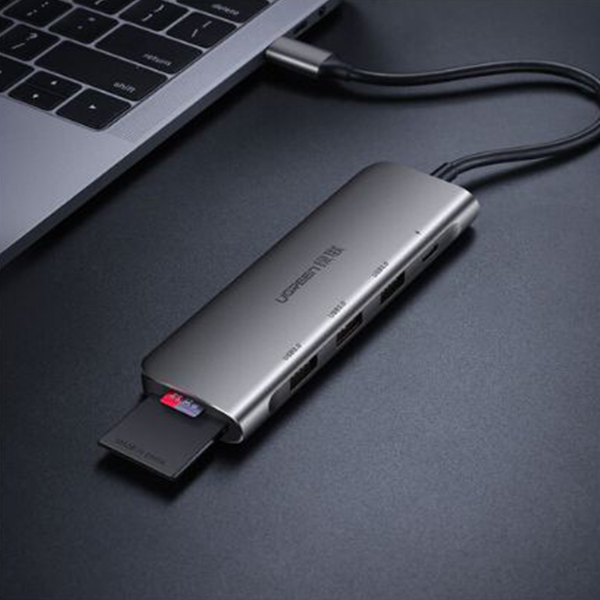 Cáp chuyển đổi USB Type C to Hub USB 3.0 + Khe đọc thẻ nhớ SD/TF Ugreen 50598 chính hãng