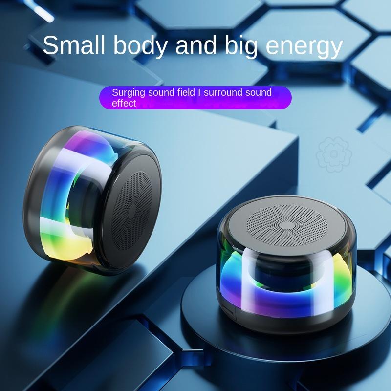 Điện thoại di động Bluetooth Loa chất lượng cao Đèn đầy màu sắc Không dây Hộp âm thanh nhỏ Subwofer Subwa di động Home Tác động Mini Quà tặng Color: Black with 8G