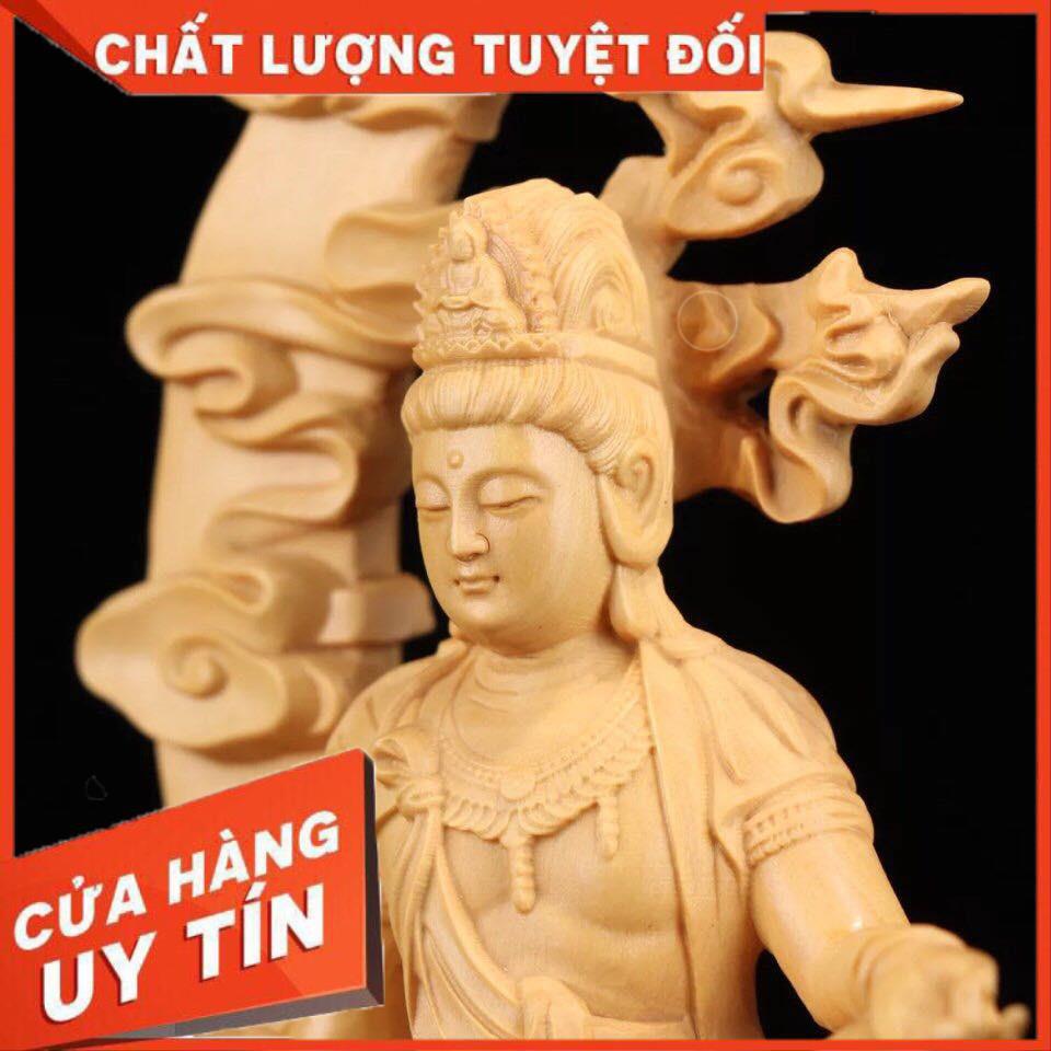 TƯỢNG QUAN ÂM TỰ TẠI - Gỗ Hoàng Dương cao cấp