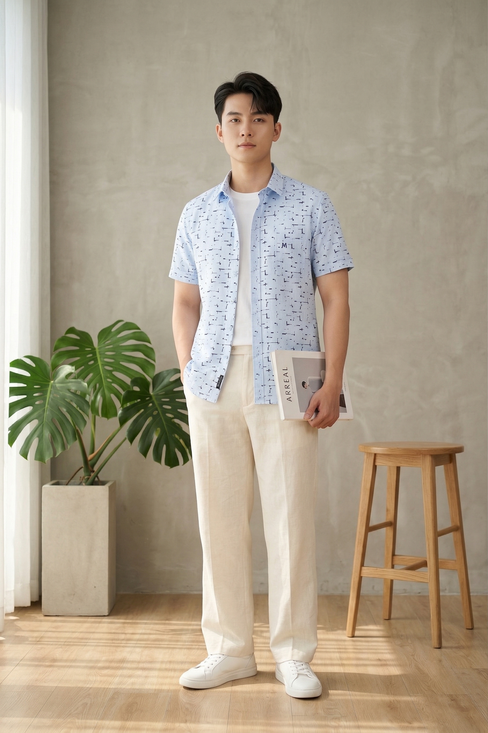 Áo sơ mi tay ngắn Khatoco Sale 430k ( giá tem 538k) (size S)