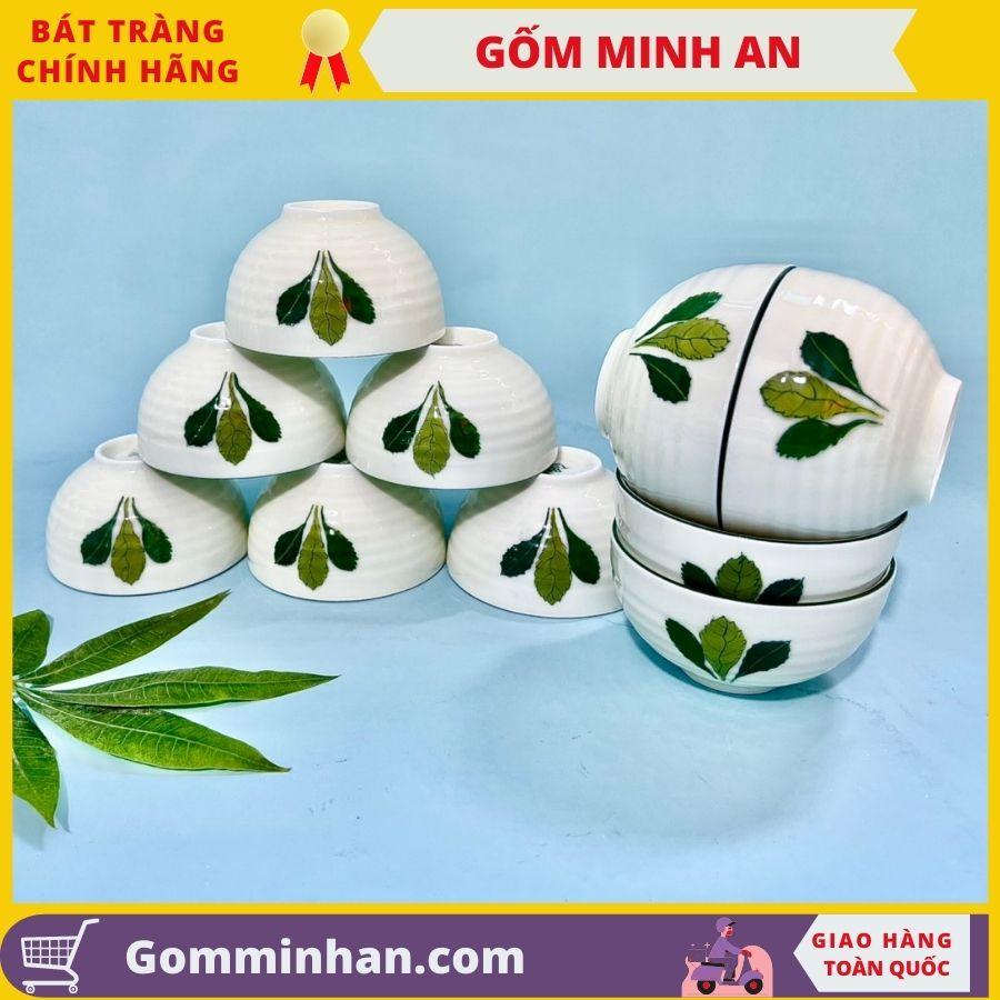 Bát cơm sứ men kem Gốm Sứ Bát Tràng vẽ hoa văn- Gốm Minh An- Bát ăn cơm chất lượng