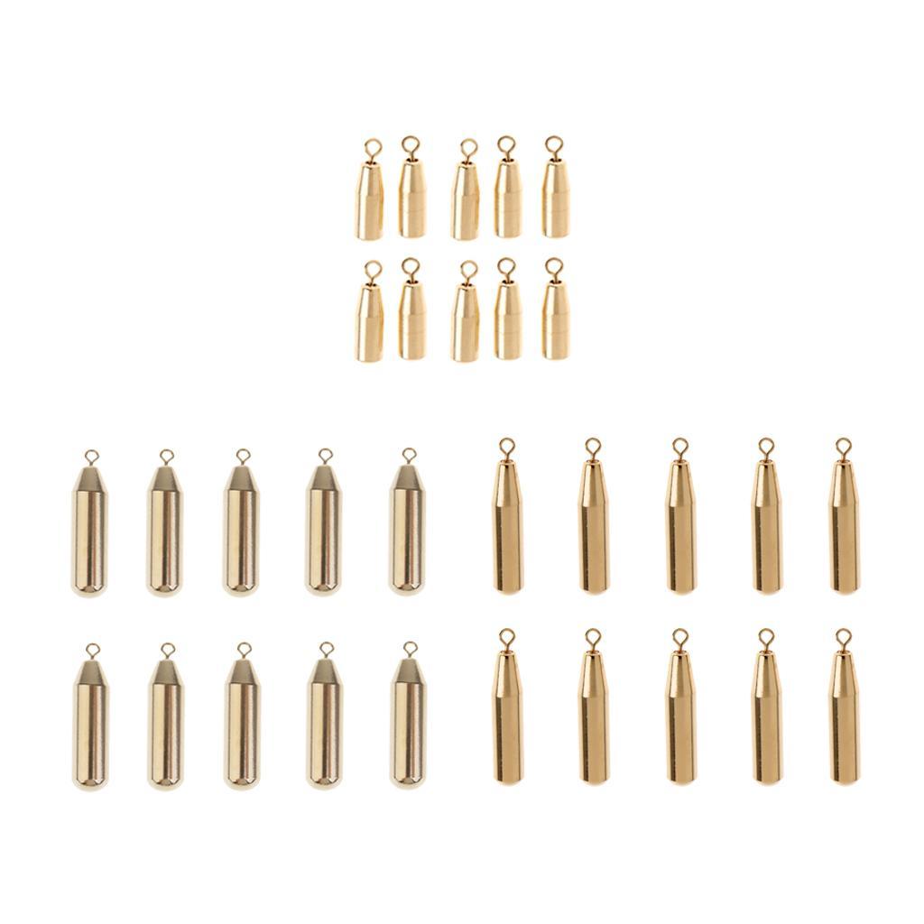 30pcs Brass Sinker Drop Shot Weights Sinker Perch Pike Fishing