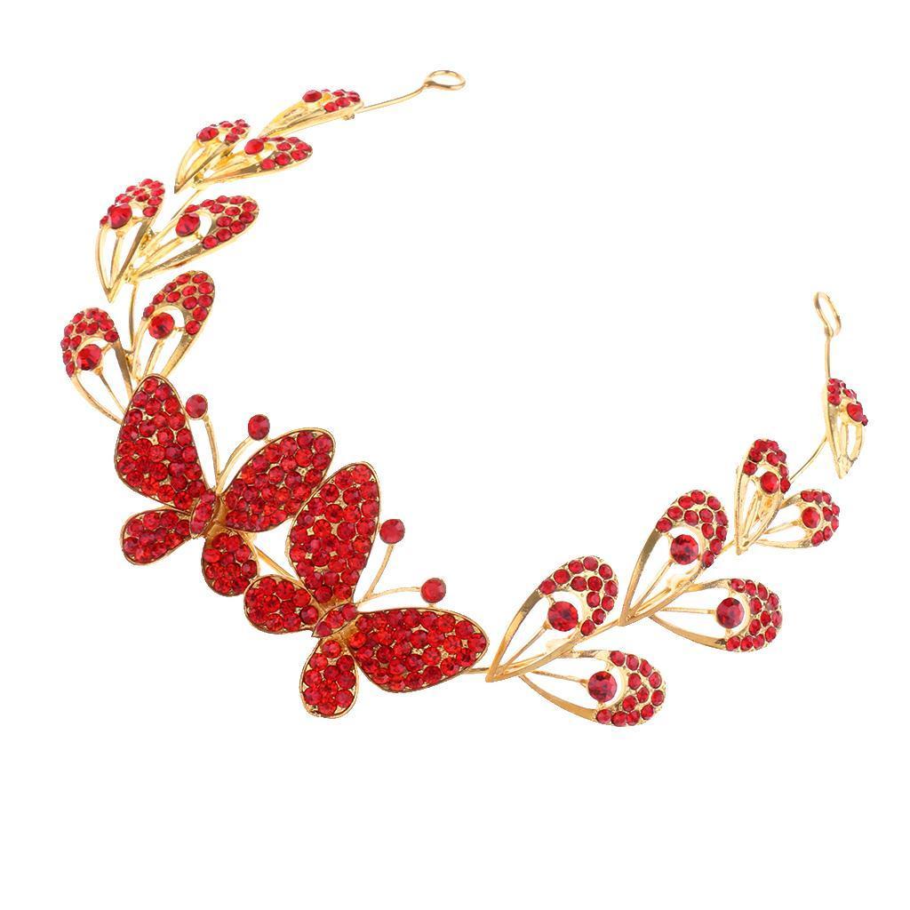 Elegant Wedding Crystal Butterfly Crown Tiara Headband Hair Accessories