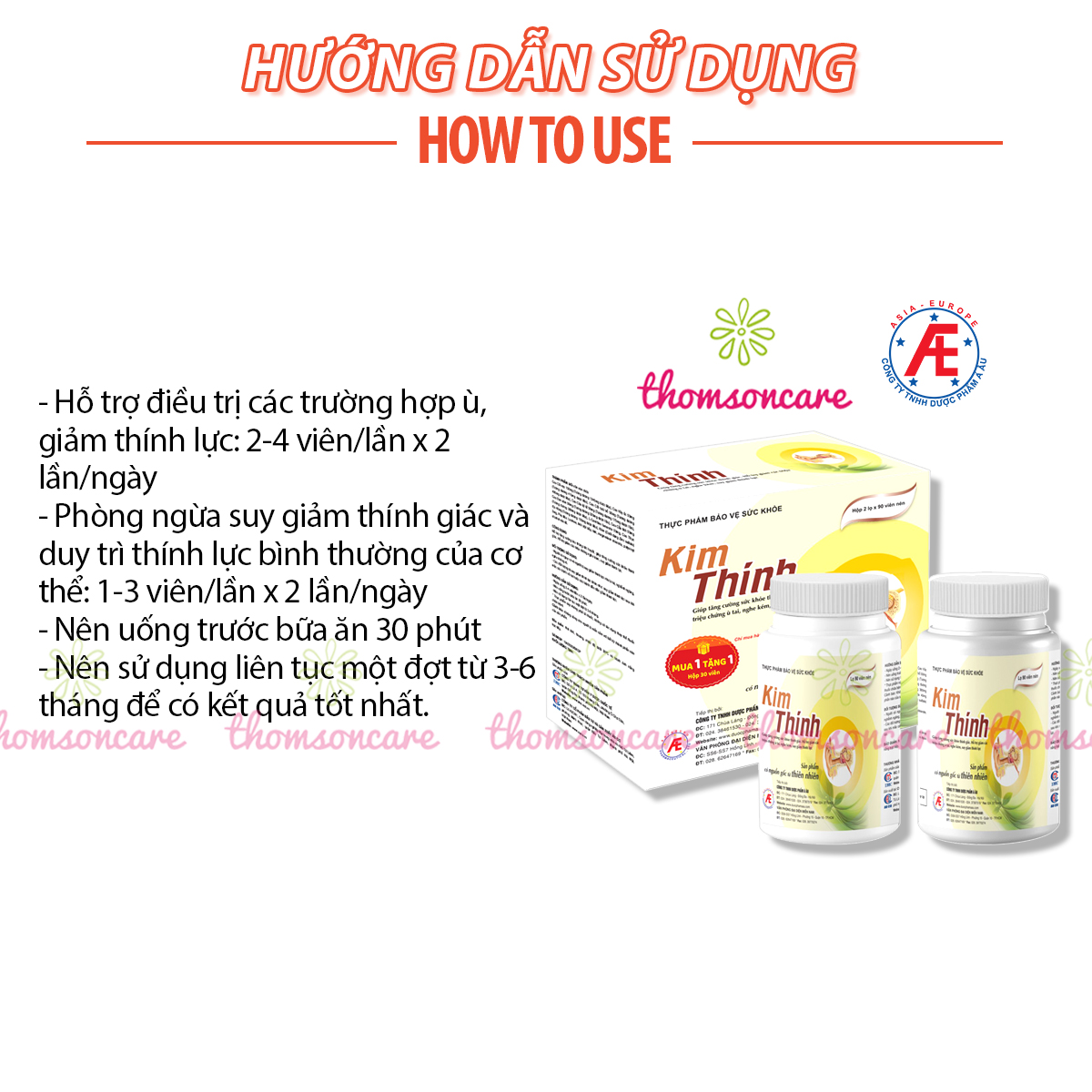 Kim thính - Dạng lọ mẫu mới tiết kiệm hơn - Tăng cường thính lực, cải thiện nghe không rõ, ù điếc tai từ thảo dược