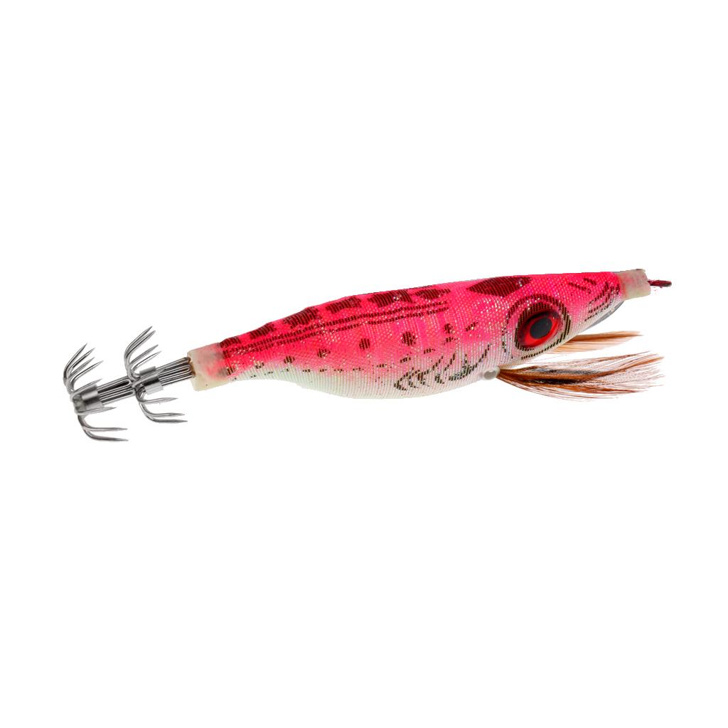 Fishing Artificial Wood Shrimp Squid Jigs Squid Hook Minnow Trout Lure Pink