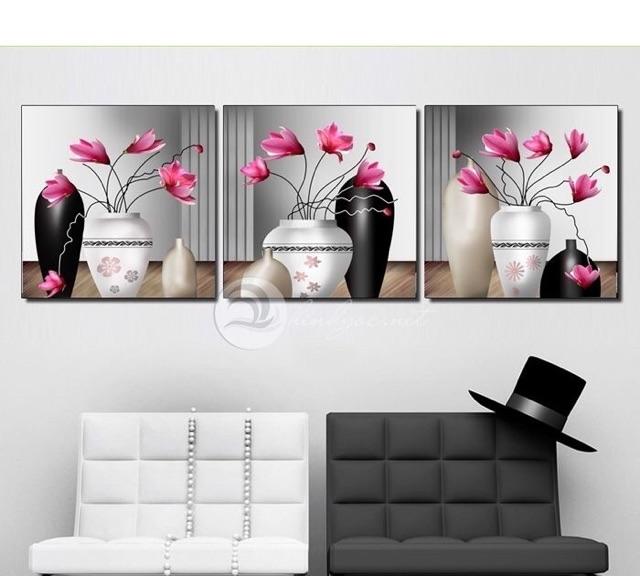 Bộ 3 tranh hoa đẹp kích thước 40*40