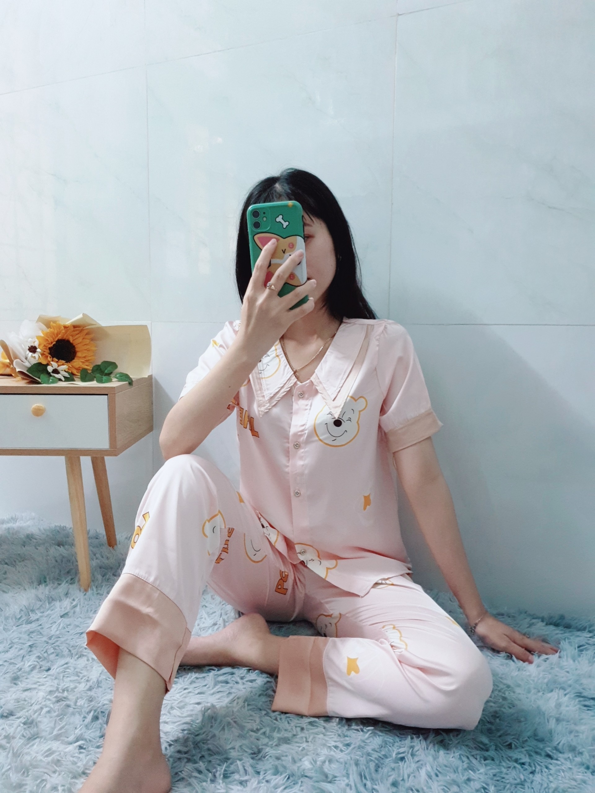 Đồ Bộ Pijama Mặc Nhà Nữ - Kiểu Dáng Dễ Thương, Sang Trọng - Vải Lụa Cao Cấp, Thoáng Mát, Mềm Mịn