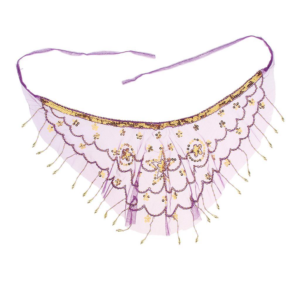 2 pieces Lady Belly Dance Beaded Sequins Face Halloween Costume Accessory