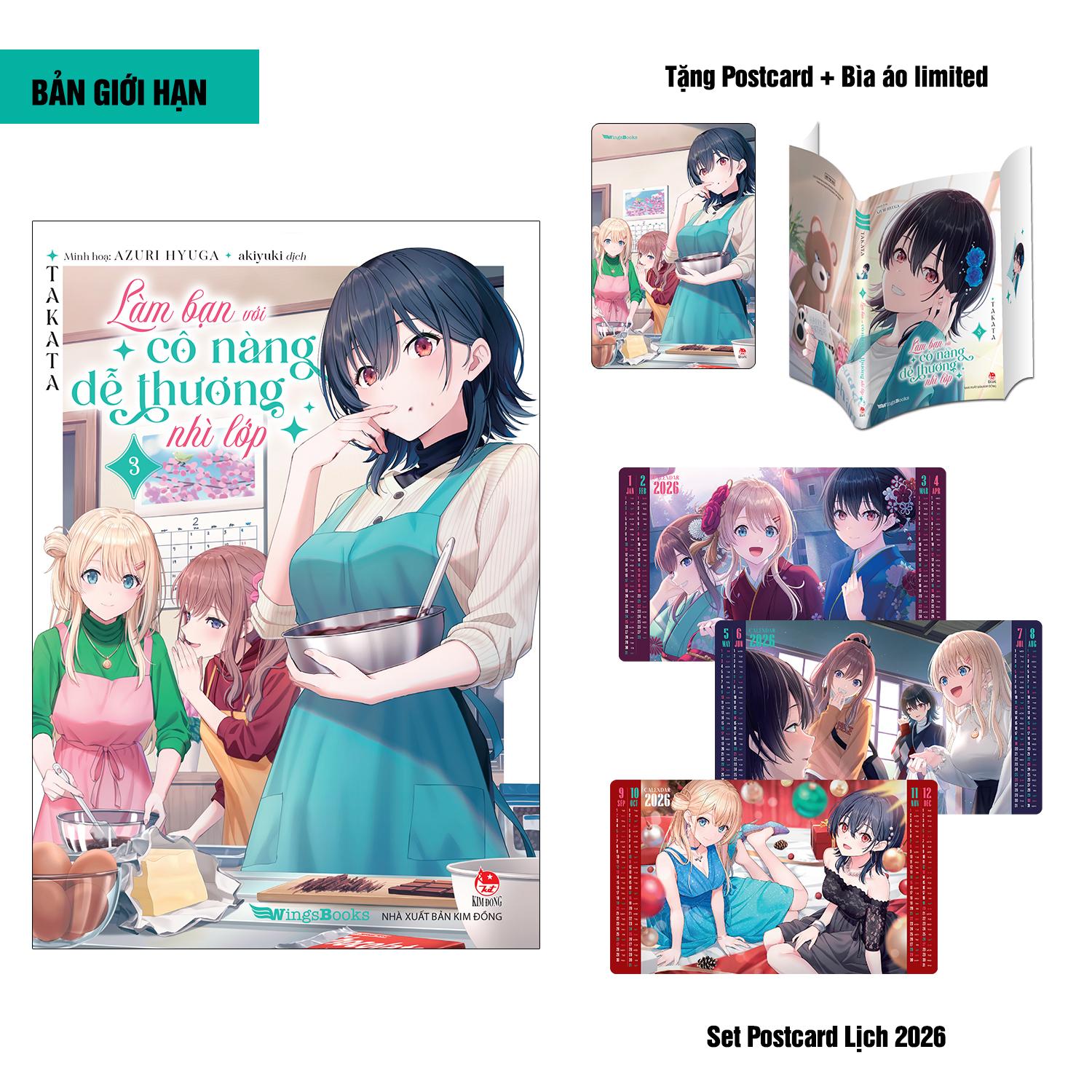 Sách - Làm Bạn Với Cô Nàng Dễ Thương Nhì Lớp - Tập 3 - Bản Giới Hạn - Tặng Kèm Postcard + Bìa Áo Limited + Set Postcard Lịch 2026