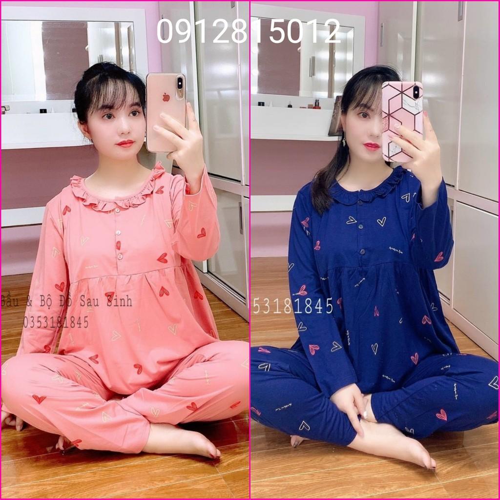 bộ bầu chất đẹp 100% cottonsiêu mát siêu mềm siêu mịn, có mở nắp cho con ti Free size 43~68kg