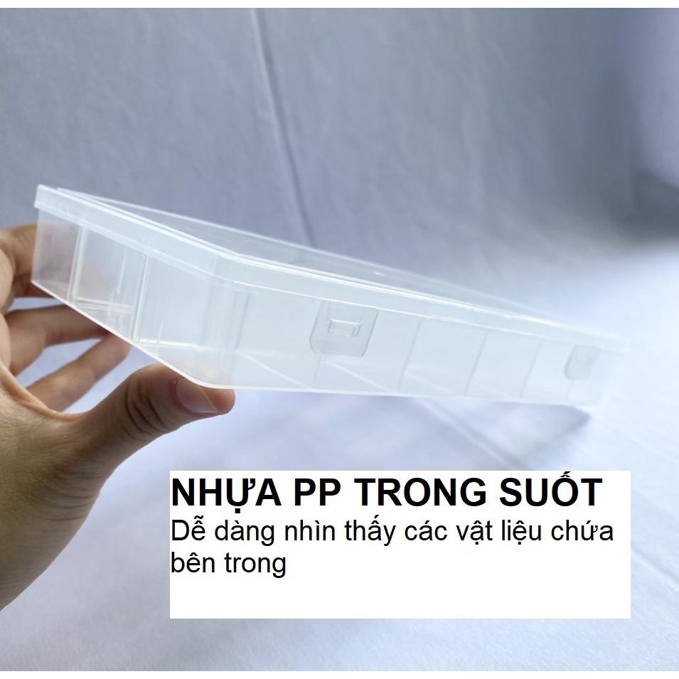 Hộp nhựa 18 ngăn có nắp trong suốt Cỡ trung 10.5 x 21 Ngăn có thể tháo rời Hộp nhựa đựng phụ kiện nhiều ngăn