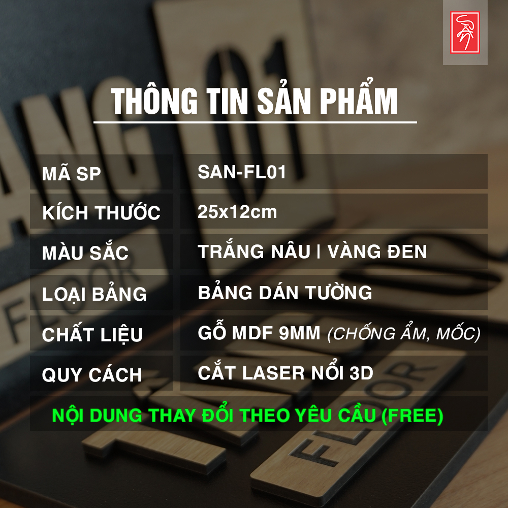 Bảng số tầng gỗ dán tường decor trang trí SAN-FL01