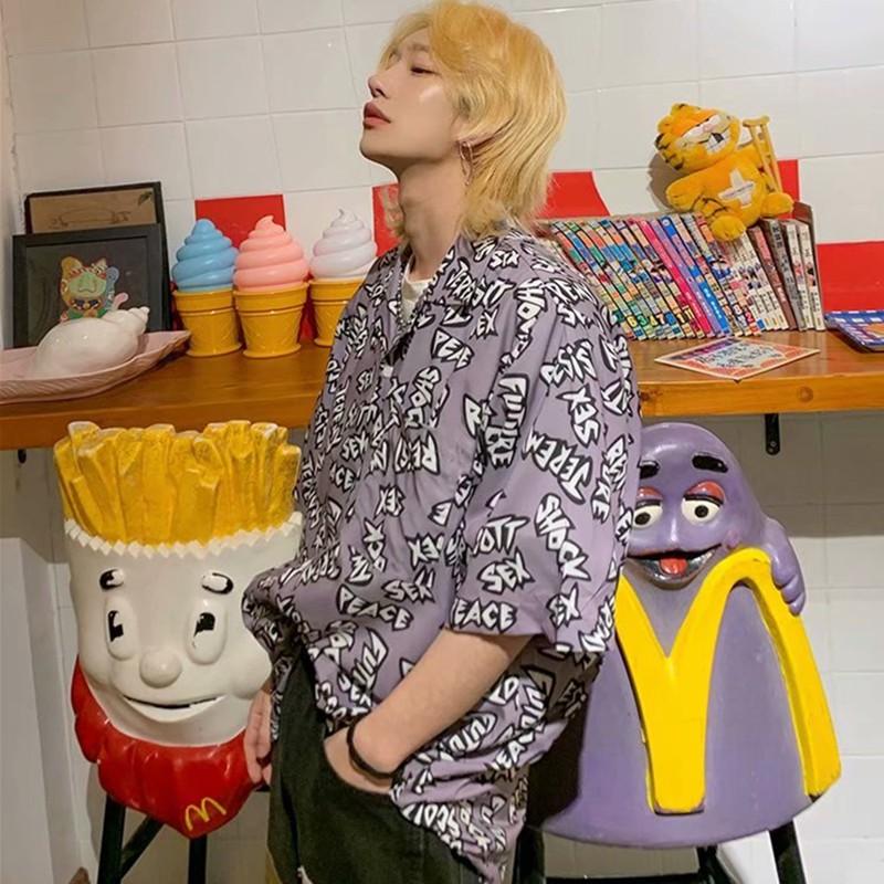 Áo Sơ Mi Ngắn Tay In Họa Tiết Thời Trang Năng Động Cá Tính Dành Cho Nam