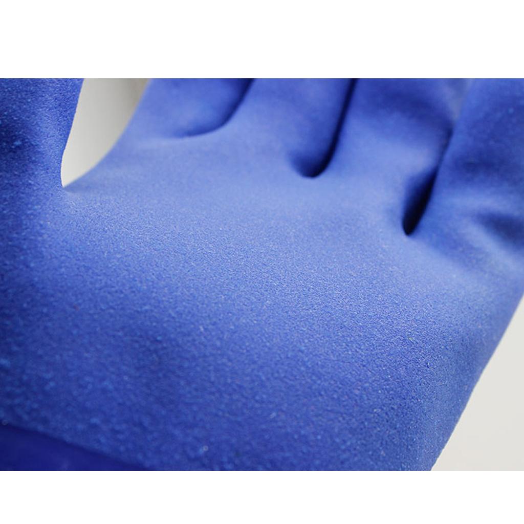 2 Pairs Blue Oil Resistant Safety Work Gloves Chemical Resistant L + XL