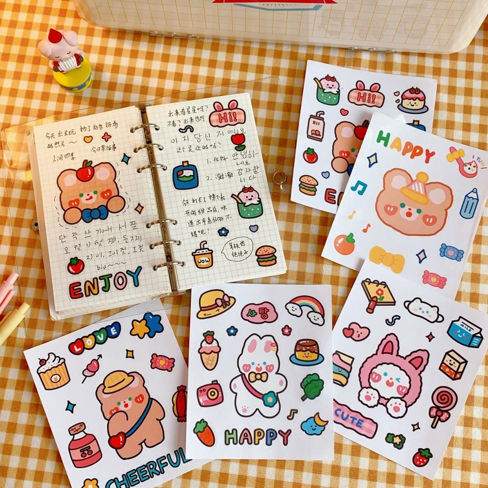 MS503 Sticker dễ thương, hình dán cute thỏ gấu