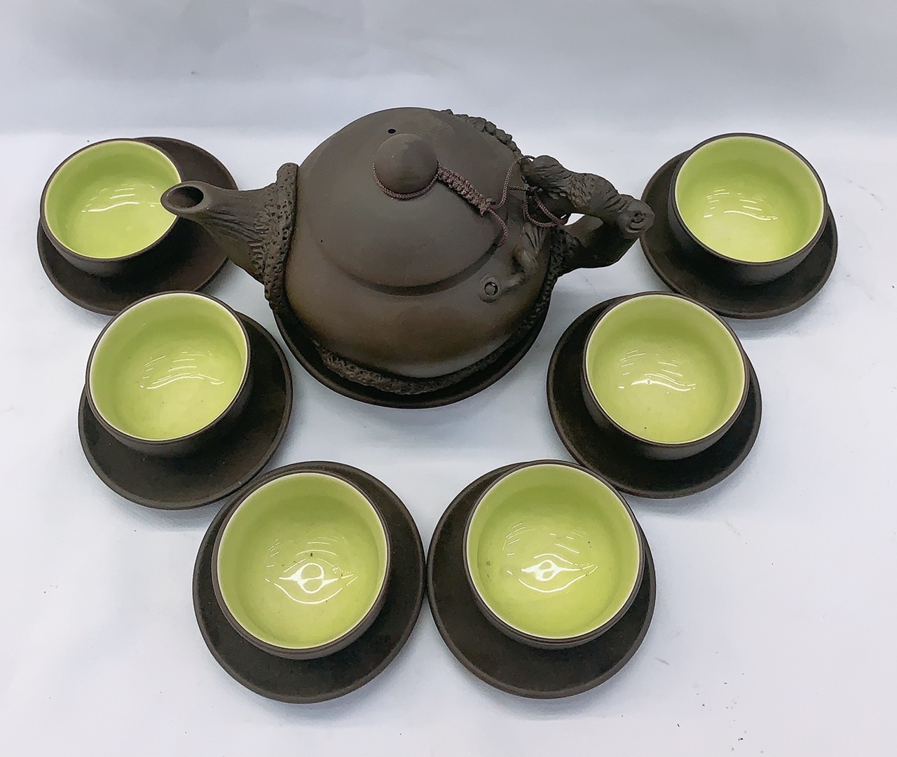 Bộ ấm chén pha trà gốm sứ lòng xanh - ANTH686