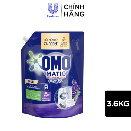 Túi Nước giặt Omo Nước giặt cửa trước hương Lavender Khử mùi thư thái 3.6KG