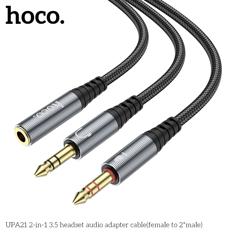 Cáp Chuyển Đổi Âm Thanh Tai Nghe 2 Trong 1 Dành Cho Hoco Upa21 Jack 3.5 Audio Dây Dù Dài 25Cm Hàng Chính Hãng
