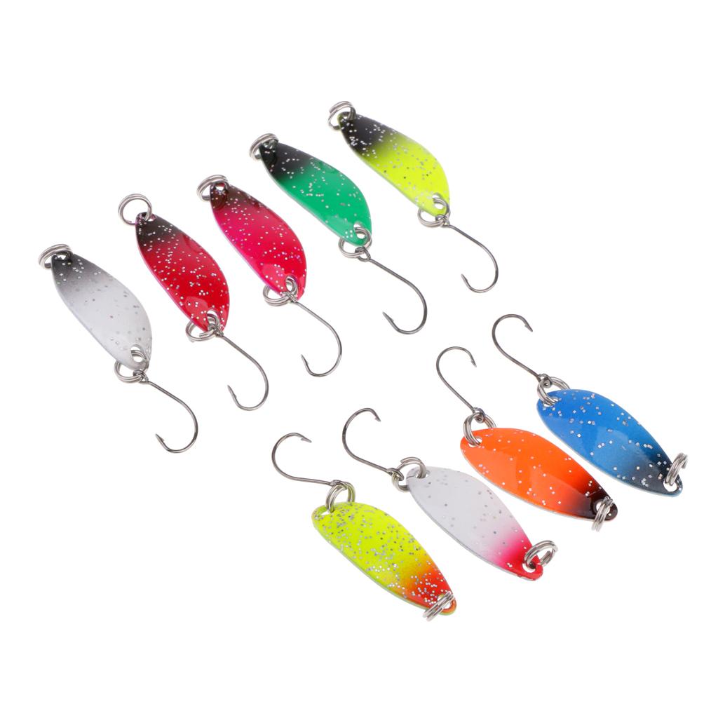 9Pcs 3.2 Cm/3G Mồi Câu Cá 9 Màu Kim Loại Dụ Mồi Câu Cá Thìa Mồi Bộ