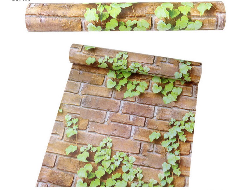 Giấy dán tường rộng 45cm x 5m dài  - GẠCH NÂU DÂY LEO TK741