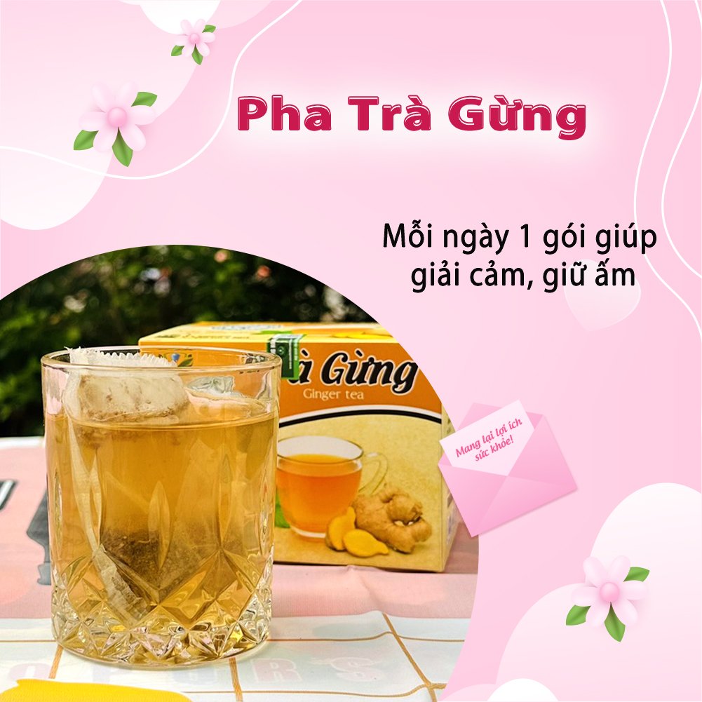 Trà Gừng hộp 30 Túi Lọc x 3gram Siêu Thị Thiên Nhiên, giải cảm, giảm ho, làm ấm cơ thể