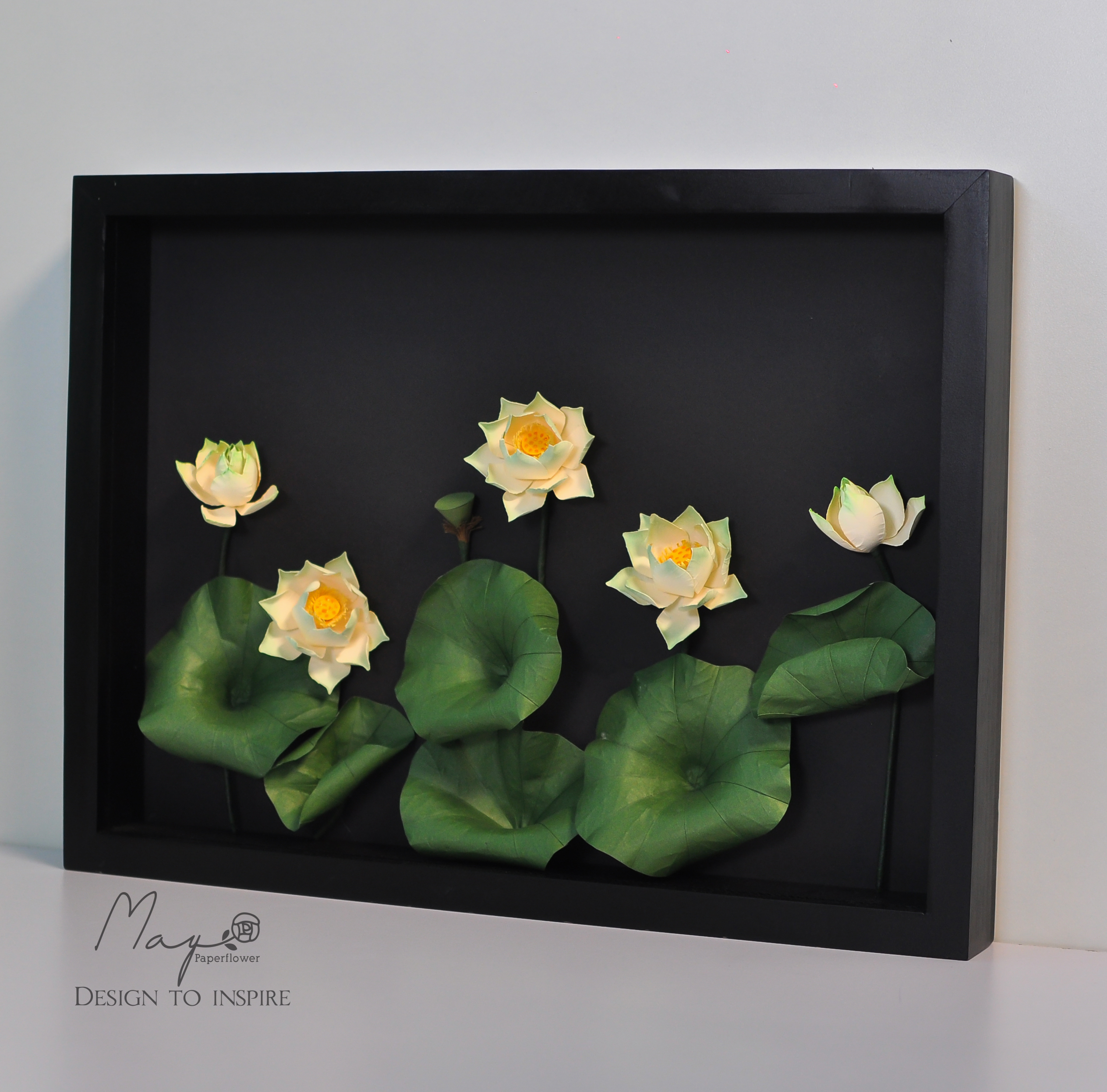 Tranh hoa giấy handmade trang trí cao cấp VIETNAM LOTUS 30x40cm - Maypaperflower Hoa giấy nghệ thuật